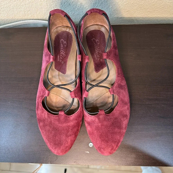 EARTHIES EARTH BRAND Purple Lace Up Suede Ballet Flats - 8 - Picture 3 of 12